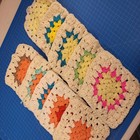 Handmade Crocheted Granny Squares 10 Pc Lot Craft Supplies Afghan Blanket Quilt