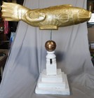 Large Carved Fish Weathervane Gold Painted Nautical Folk Art Sculpture 30  C1970