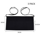 3 Pcs Black Server Waiter Waist Short Aprons 3 Pockets Restaurant Workwear