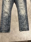 Rock Revival Men   s Blue Slim Straight Mid Rise Medium Wash Distressed Jeans