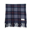 For Womens Mens 100  Cashmere Scotland Made Plaid Check Warm Scarves Navy Scarf