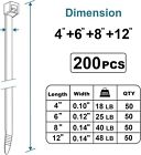 Zip Cable Ties Assorted 4 6 8 12 Inch 200 Pack Black Uv Resistant Wire Ties 