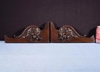 Pair Of 13  Long French Antique Highly Carved Solid Walnut Brackets Trim Pieces