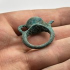 Rare Found Ancient Roman Bronze Mosaic Glass Ring With Rich Patina