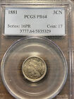 1881-p Three Cent Nickel 3cn Pcgs Proof 64 Pr 64 Rare Low Mintage