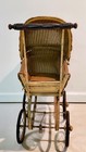 Antique Rattan   Wicker Baby Carriage   Buggy   Pram   Stroller W Metal Wheels
