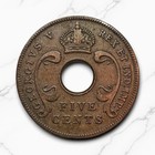 1935 British East Africa 5 Cents  Free Shipping 