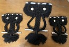 Vintage Macrame Black Owls Wall Hanging Decoration Lot Of 3   