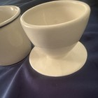 White blue Ceramic Butter Bell  Or Butter Crock  2pc