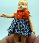 Antique C 1920 German All Bisque 3  Girl Doll Dollhouse Miniature