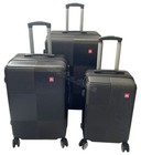 3 Piece Black 20  24  28  Luggage Sets Durable Spinner Suitcase Wheels Rolling