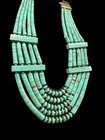Vintage Native American 5 Strand Turquoise Heishi Necklace Bronze Clasp