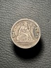 1861 Seated Quarter - Engraved Love Token    nettie    - Civil War Date