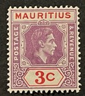Travelstamps  1938 Mauritius Stamps Scott  212- 3 Cent Kgvi  Mint Moglh
