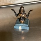 Vintage Egyptian Kneeling Goddess Metal Bronze Bookend 4   