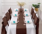 2 Pack Brown Satin Table Runner  12x108 Inch  Smooth Silk  Wedding Banquet Party