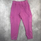 Pink Victorias Secret L Cargo Jogger Sweatpants Pink Drawstring Pockets Y2k Cozy
