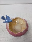Vtg Royal Copley Ceramic Blue Bird On Petal Bowl Planter Mid Century Modern