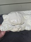 Vintage Persian White Kitty Cat Napping Large Ceramic Statue Figurine  1977