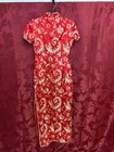 Chinese Silk Cheongsam Quipao Red Floral Dress Xs  read  Gorgeous 