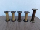   5    Antique Wooden Thread Spools Bobbin Spindles Industrial Textile Mill