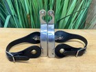 Ladies Stainless Steel Western Spurs W Black Leather Straps   Small Rowel