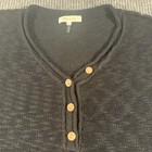 Miracle Usa Sweater Women s Medium Black Henry Open Knit Long Sleeve Oversized