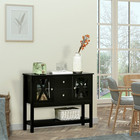 Modern Storage Sideboard  Glass Door Buffet Cabinet 2-drawer Console Table Black