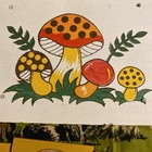 Merry Mushroom Sears Robuck Wooden Coaster Set  Of 8     1970s Collectible Rare