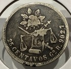 1884 Go 25 Centavos Mexico 25c Silver Coin - Guanajuato Mint - F vf  f435 