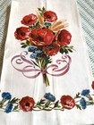 Gorgeous Unused Vintage Kitchen Cotton Dish Towel  Bouquet   Pristine Condition