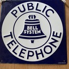 Vintage Bell System Public Telephone Sign W cord 11    X 11   