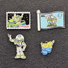 Disney Pixar Toy Story Buzz Lightyear Pin Lot 1995 Flag Disneyland Stamp Aliens