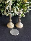 Vintage Solid Brass Miniature Candlestick Pair 1 3 4  Dollhouse Holders Gold