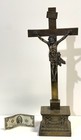 Antique Brass Or Bronze Alter Cross Crucifix