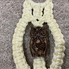 Vintage Macrame Owl Towel Holder With Ceramic Owl