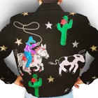 Modi Denim Vintage 90s Sz M Sequin Beaded Western Jacket Bomber Rare Novelty