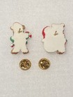 Vintage Avon Set Pair Teddy Bear Christmas Pins Resin Glitter New In Box 1990s