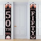  50th Birthday Door Banner Decorations For Women  Rose Black Rose Gold 50th