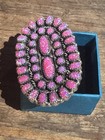 Large Hot Pink Opal Statement Concho Oval Adjustable Ring 925 Sterling Silver