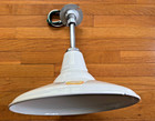 1950s Benjamin 14  Nos Porcelain Industrial White Barn Light Vintage Gas Shallow