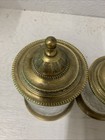 Antique Diamond Cut Crystal And Bronze Jar Vanity Powder Containers 19th-century