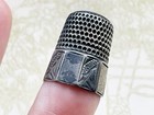 Antique Simmons Sterling Silver Thimble Etched Panels Size 7