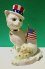 Lenox Monthly Calendar Kitty Cat - July Kitten Patriotic Sculpture -- New In Box