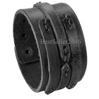 Mens Handmade Genuine Vintage Wide Leather Wrist Cuff Wrap Bracelet Adjustable