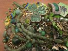 Vintage-now 1  Pound Green Tone Junk Broken Craft Pins Bead Jewelry Making Lot 4
