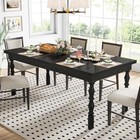 62    Wood Dining Table For 4-6 People  Farmhouse Large Rectangle Kitche