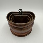 Vintage Copper Set Of 3 Wall Pocket Planter Flat Back Collectible Metalware