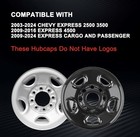 16  Gloss Black Wheel Skins Chevy Express Savana 1500-3500 4pc Covers
