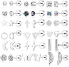 18 Pairs Samll Stud Earrings For Women Men 316l Surgical Stainless Steel Hypo   